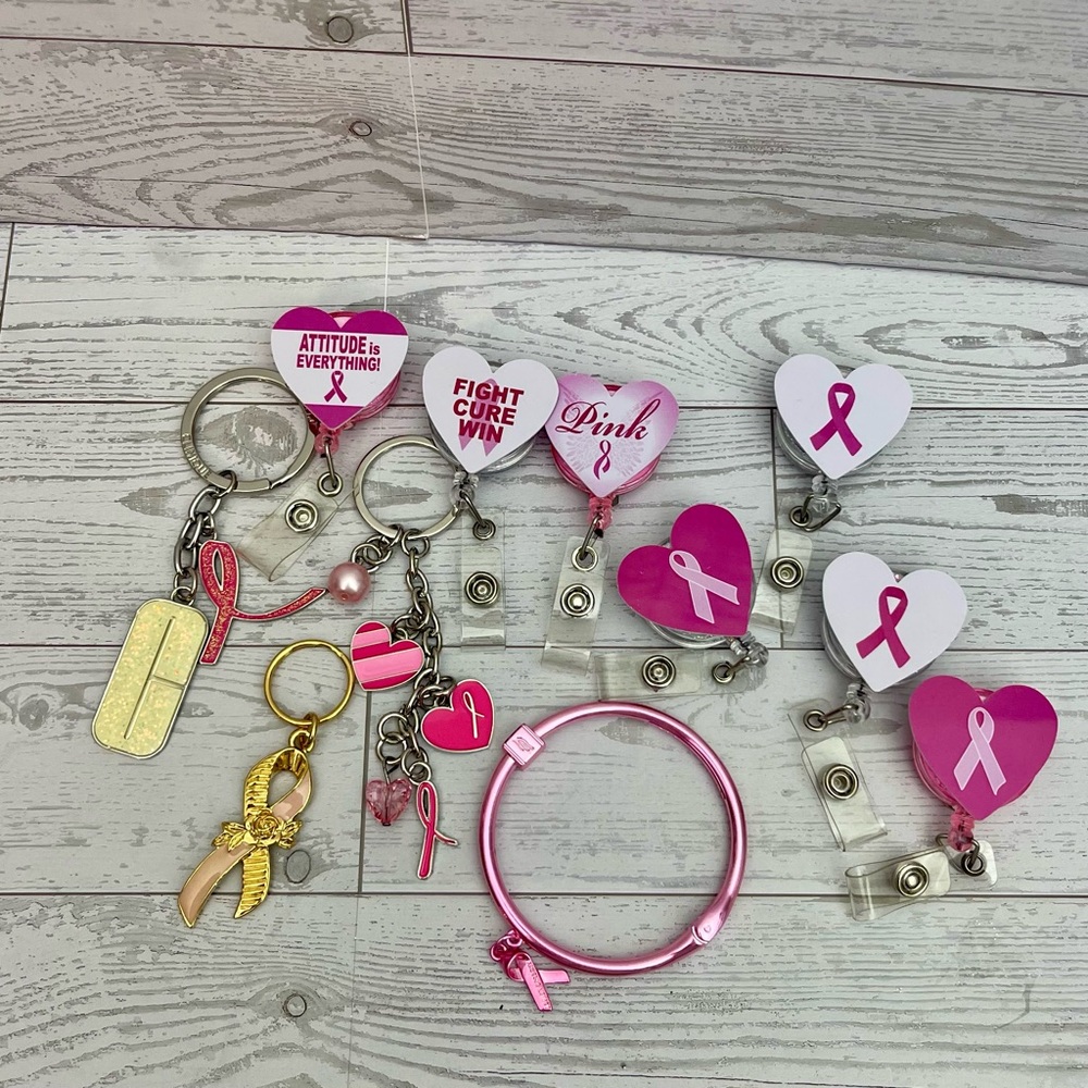 Pink Ribbon Awareness Keychain/Accessories Set